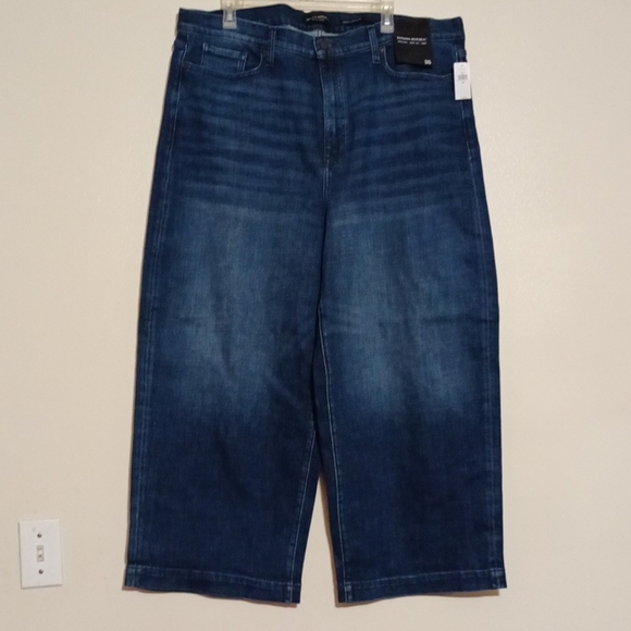 NEW Banana Republic High Rise Wide Leg Crop Jeans Dark Wash Stretch Size 35 - Picture 1 of 5